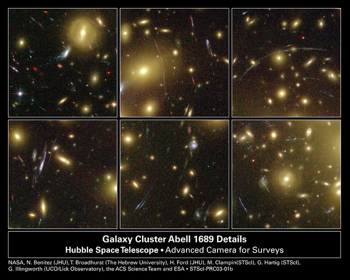 Hubble Looks Through Cosmic Zoom Lens (6 cropped images)