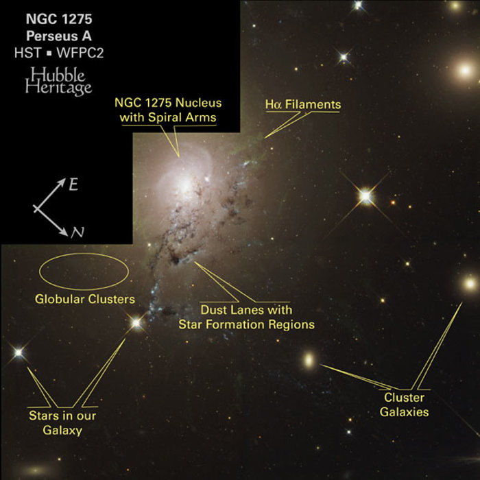 NGC 1275 - Labeled Features