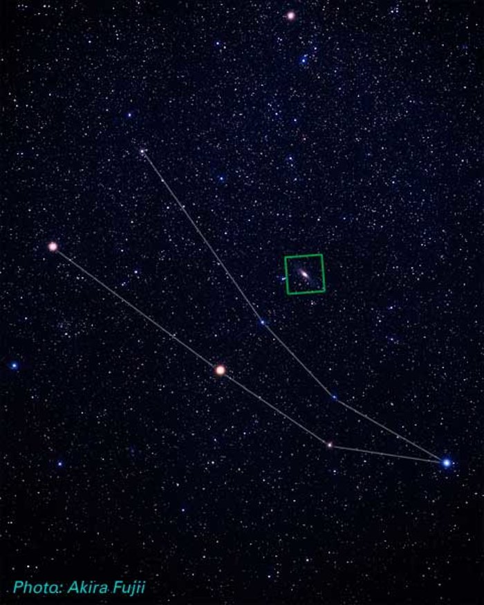 Location of M31 in Andromeda (ground-based image)