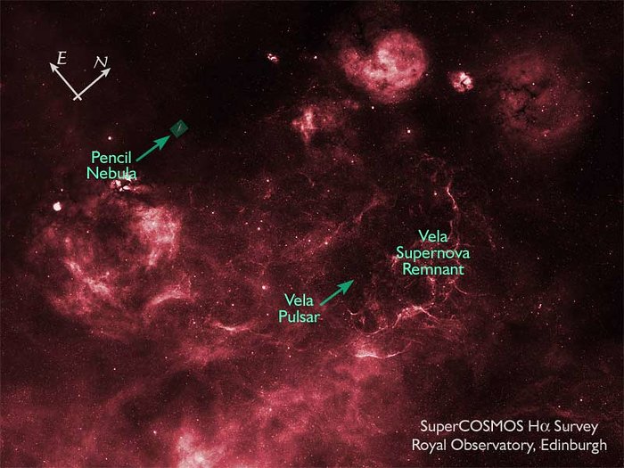 SuperCOSMOS H-alpha Survey (SHS) Image of Vela Supernova Remnant