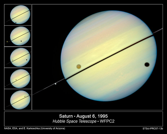 Hubble Catches Titan Chasing Its Shadow