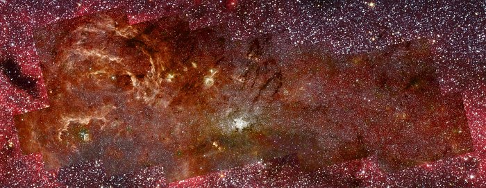 Hubble-Spitzer composite of the galactic centre (full-field)