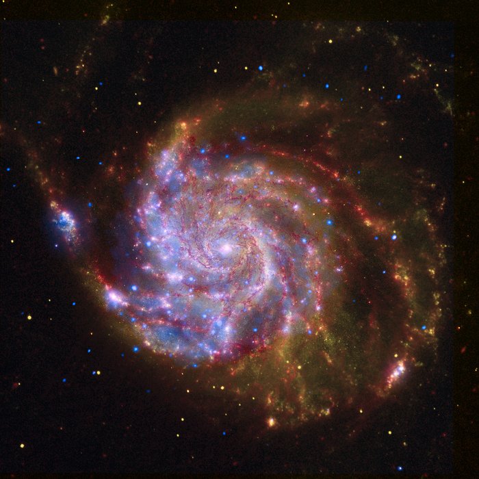 Spitzer-Hubble-Chandra Composite of M101