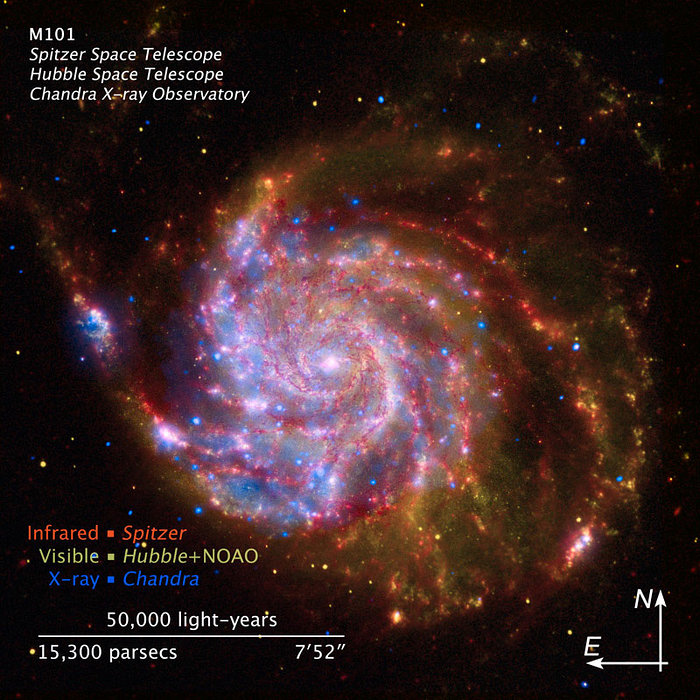 Compass and scale illustration for M101