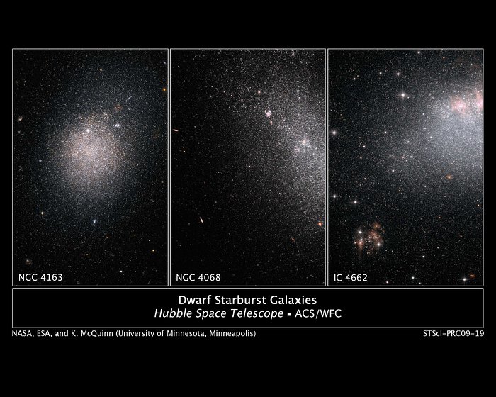 Hubble spies a frenzy of star birth in dwarf galaxies (montage)