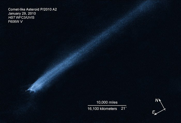 Compass and scale image for comet-like asteroid P/2010 A2