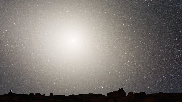 Nighttime Sky View of Future Galaxy Merger: 7 Billion Years