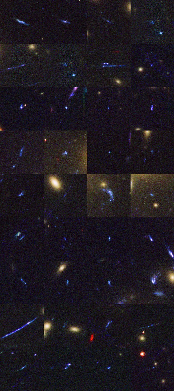 Distant galaxies behind Abell 1689