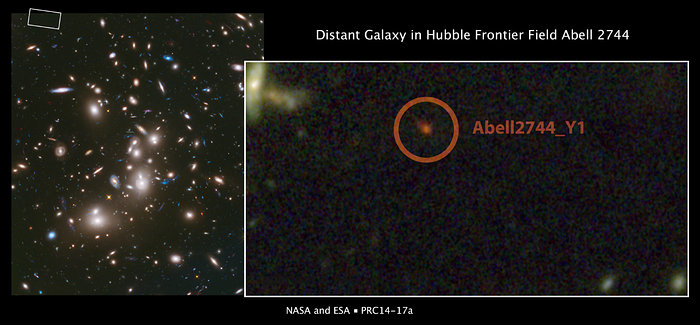 Distant galaxy in Hubble Frontier Field Abell 2744