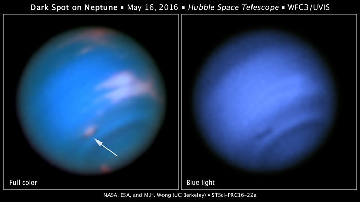 Dark spot on Neptune