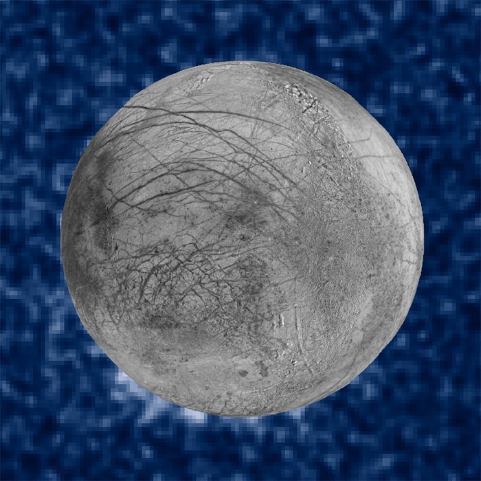 Photo composite of suspected water plumes on Europa