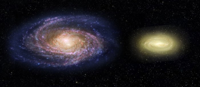 MACS2129-1 compared with the Milky Way (artist’s impression)