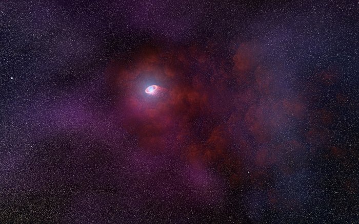 Artist's impression of pulsar wind from a neutron star