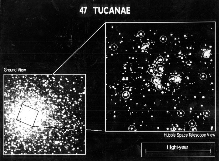 47 Tucanae core - ground based vs. HST resolution