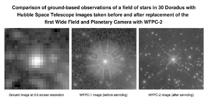 Hubble Space Telescope images of a bright star in the Large Magellanic Cloud