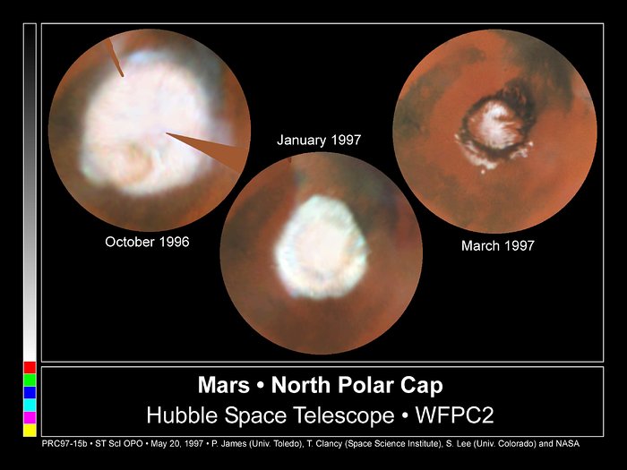 Seasonal Changes In Mars' North Polar Ice Cap