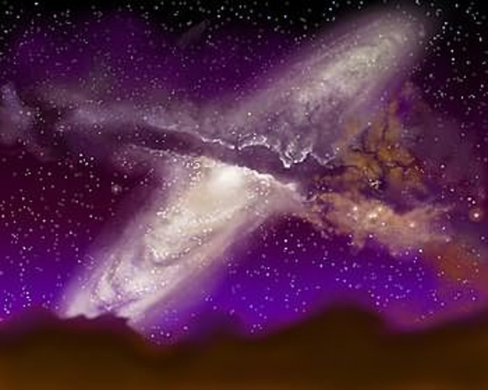 Milky Way/Andromeda collision (artist's impression)