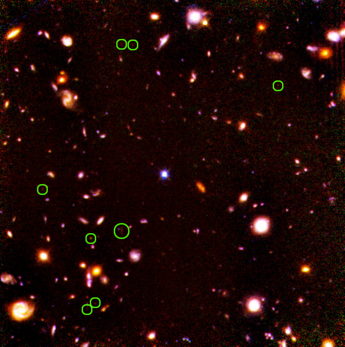 Location of candidate high-redshift galaxies