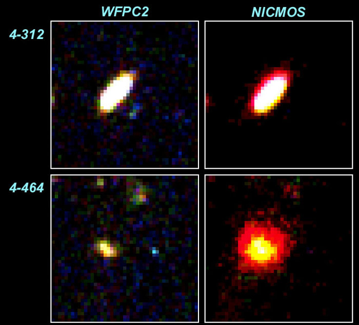 Blue galaxies on WFPC2 field not detected with NICMOS