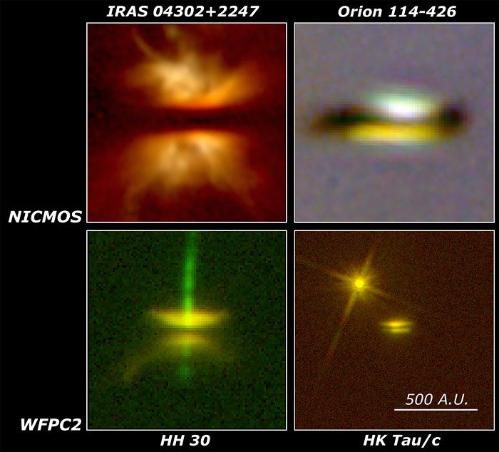 Four young stars with nearly edge-on disks