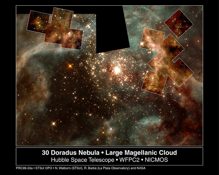 A grand view of the birth of 'hefty' stars - 30 Doradus Nebula montage