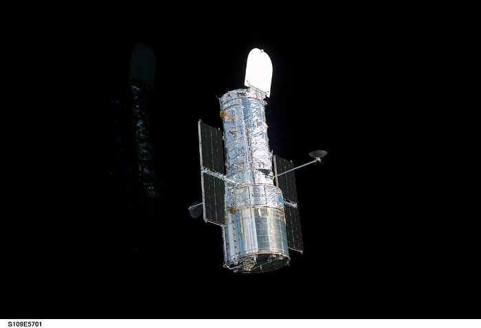 Hubble Space Telescope sporting new solar arrays during SM3B