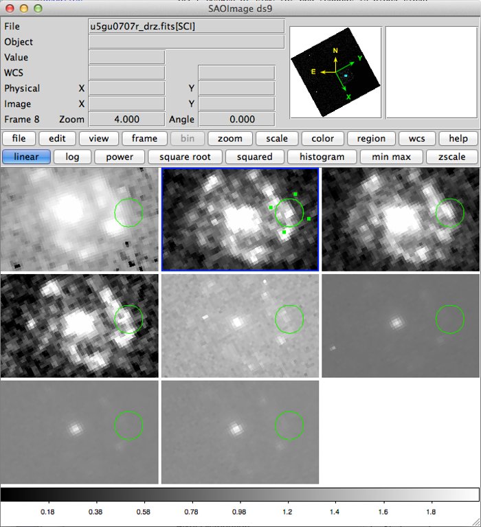 Hubble observations from NGC 7469 displayed in ds9